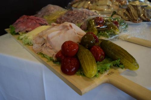 deli meats on board - cold buffet close up